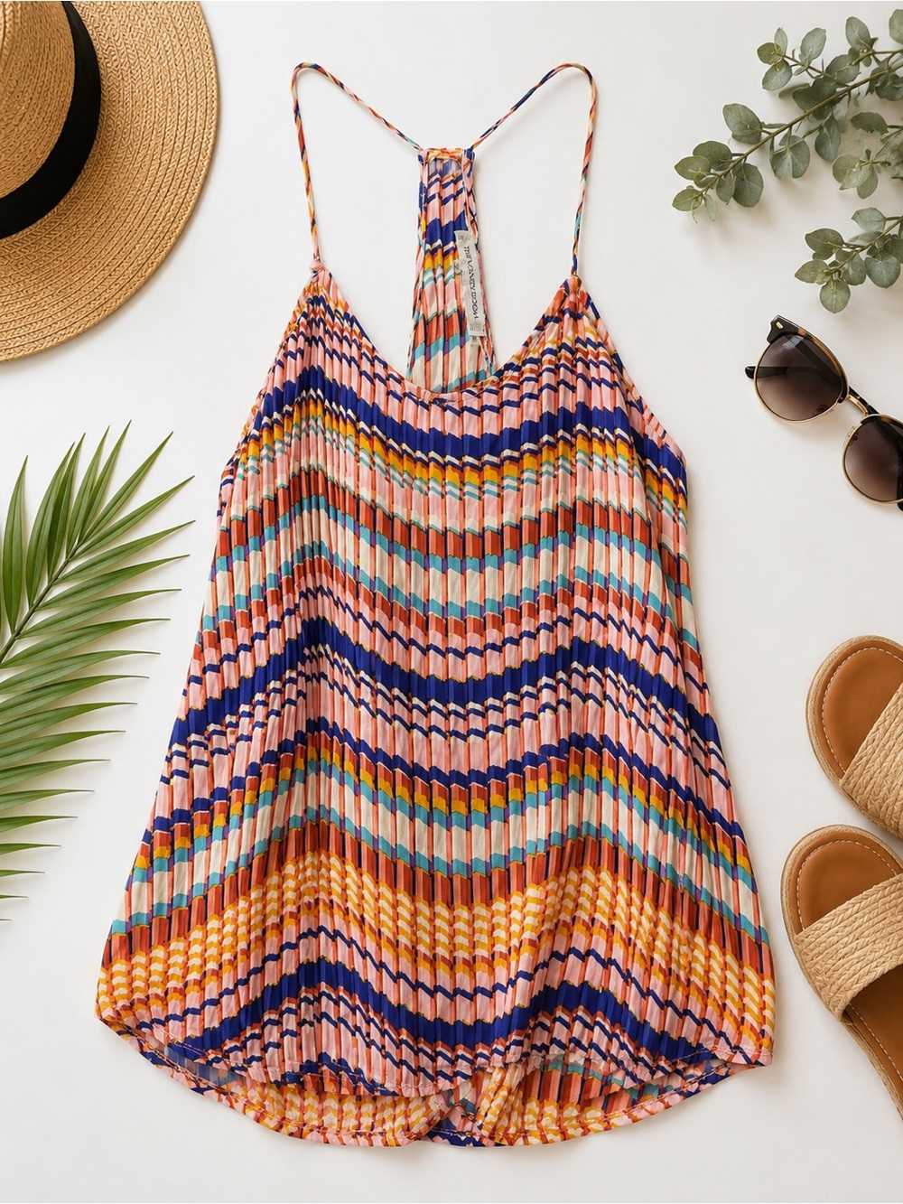 The Vanity Room Multicolor Chevron Print Dress - Blue, Pink, Orange